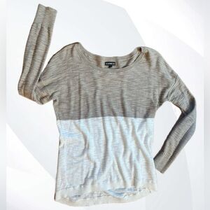 Express Women's Long Sleeve Lightweight Sweater- Brown and Cream